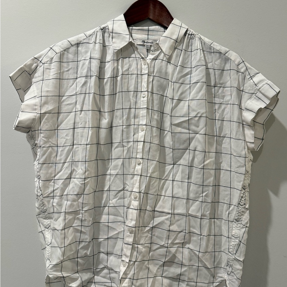 Madewell White Grid Pattern Shirt